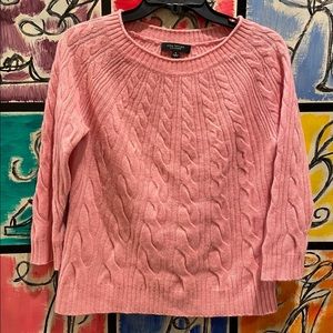 Ann Taylor Pink Cable Knit 100% Cashmere Sweater